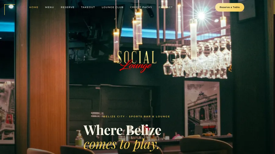 Social Lounge Sports Bar — live website